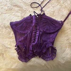 Danielle Guizio Purple Lace Camisole Top